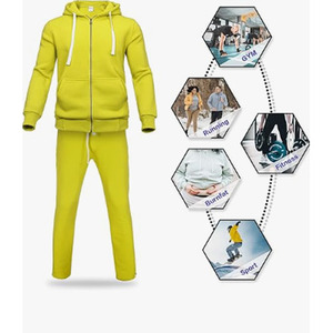Trajes de sudor Unisex de excelente calidad, conjunto de dos piezas de talla grande y peso pesado, chándal transpirable 100% algodón Unisex - Product Image 5