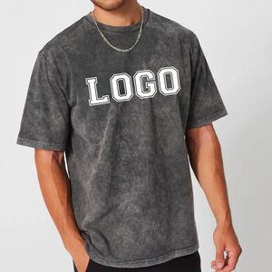 T-shirts Homme Oversize de Haute Qualité, Style Streetwear, Vintage, Délavés à l'Acide, Col Rond, 100% Coton, Grammage Lourd - Product Image 1