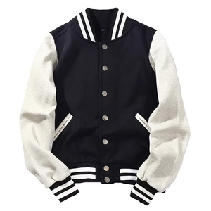 New Custom Men's Baseball Varsity Jacket Canvas Stand Collar Front Logo Breathable <b>Winter</b> <b>Quilted</b> Loose Fit - Product Image 5