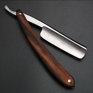 Rasoir à gorge coupe droite manuel en acier inoxydable industriel de haute qualité pour hommes manche en bois rasage de barbier à bord droit - Product Image 6