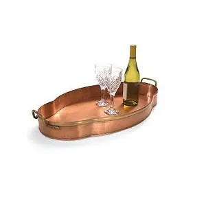 High Quaality Customized Copper Finished Iron Metal Serving Tray Manufacturer New Design Handmade Metal Food Serving Tray