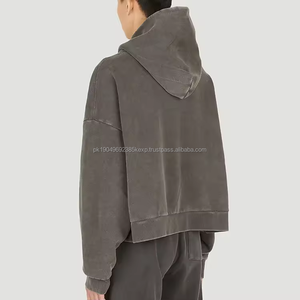 Sudadera con capucha de lujo 2026 de 450 g/m², extragrande, lisa, de corte holgado, estilo vintage, corta, con efecto ácido, para ropa urbana - Product Image 2