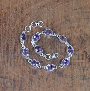 925 Sterling Silver Amethyst Natural Gemstone Bracelet 925 Stamped Handmade Bracelet Solid 925 Sterling Silver - Product Image 2