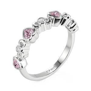 Jeulia Sterling <b>Silver</b> <b>Adjustable</b> Bow Heart <b>Ring</b> with Rose Gold Plating and Zircon - Product Image 2