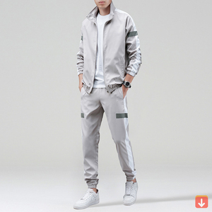 Vente en gros de 2 pièces de survêtement de sport pour homme en coton/polyester, imprimé sur mesure, grande taille, écologique, respirant, séchage rapide, OEM - Product Image 4