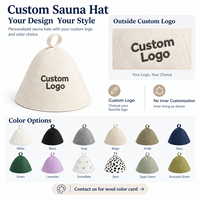 Chapeau de sauna en laine mérinos avec logo personnalisé, bonnet en feutre de laine pour banya, isolation thermique, protection des cheveux, style bonnet, accessoire de sauna pour spa et bain