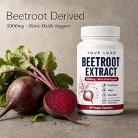 Extrait de Betterave 5000mg Formule d'Oxyde Nitrique Sans Gélatine Capsules Végétariennes HPMC Pot de 30 Jours