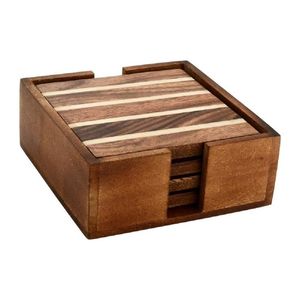 COASTER EN BOIS FAIT À LA MAIN COASTER EN BOIS Ensemble Sous-verre rond de forme carrée pour salle à manger Cuisine Décor et Restaurant - Product Image 2