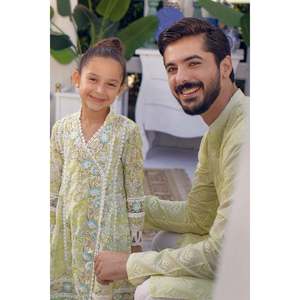 <b>Lemon</b> Drop Long <b>Dress</b> 100% Cotton Breathable Mandarin Collar Button Fly - Product Image 2