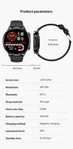 Montre connectée QS40 <span class=keywords><strong>avec</strong></span> écran AMOLED HD de 1,39 pouce, appels Bluetooth Android, étanche IP67, GPS, suivi d'activité pour le fitness en extérieur - Product Image 6