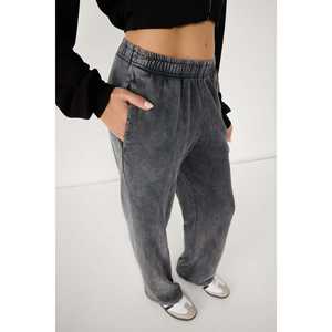 Pantalons de jogging en coton taille haute, respirants, en tricot haute technologie, avec broderie, coupe ample et devant plat, imprimé - Product Image 5