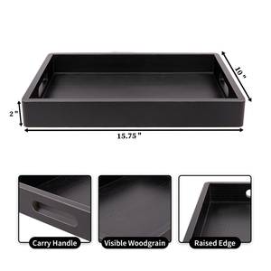 Bandeja para servir de madera de diseño Art Deco con asas Bandeja de madera natural de calidad de exportación para servir y decorar Fabricante indio - Product Image 3