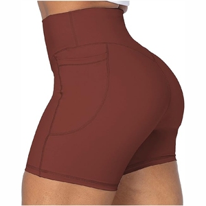 2025 New Premium Quality High Elastic Yoga Shorts Seamless High & Low Waist Gym Fitness <b>Leggings</b> Solid <b>Pattern</b> - Product Image 2