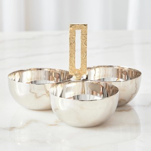 Juego de 3 cuencos decorativos bajos de orquídeas, piezas elegantes acabadas en plata, perfectas para la Mesa de la oficina en casa o uso en fiestas de la India - Product Image 5