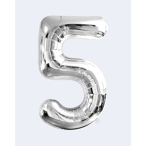 Palloncini Numero Party Love Argento N5 80cm Confezione da 12 pezzi - Product Image 1
