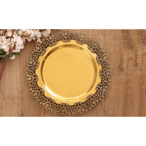 Plateaux en laiton intemporels fabriqués par des experts en laiton massif de qualité supérieure avec technique de givre disponibles pour la vente en gros et l'exportation - Product Image 4