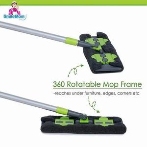 Serpillère rotative Anax en microfibre et mélange de coton, avec manche en acier inoxydable, extrémité bouclée, tête détachable et réglable, serpillère sèche, vert, Inde - Product Image 4