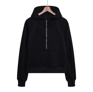 Sudadera con capucha de lana con media cremallera de invierno de estilo informal para mujer, sudadera de moda bordada, novedad impresa, venta al por mayor - Product Image 6