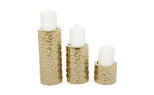 Soporte de vela de metal de inspiración antigua clásica 3 piezas de acento decorativo con colores personalizables para combinar con su gusto personal - Product Image 2