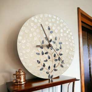 Top Quality Unique Design <b>Mother</b> of Pearl With Rattan Wall Clock for Wall Minimalist Style Decorate Home Made in Vietnam - Product Image 1