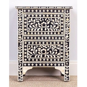 Mesa auxiliar de lujo ecológica con incrustaciones de hueso con piedra de ágata natural Estilo vintage - Product Image 2