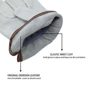 Gants de soudage en cuir de vachette fendu robustes pour les soudeurs Arc Tig Mig avec manchette longue résistante au feu et doublure confortable - Product Image 2