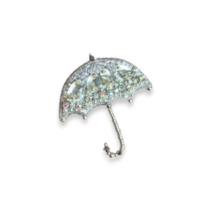 Broche de paraguas con perla plateada y bordado a mano de cristal y broche de moda con cuentas de alambre de lingotes - Product Image 1