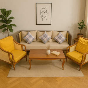 ชุดโซฟาไม้แอชแบบโมดูลาร์สำหรับใช้ภายในและภายนอกอาคาร พร้อมเบาะรองนั่งและหมอนอิง โพลีเอสเตอร์ ดีไซน์ทันสมัย เหมาะสำหรับโรงแรม - Product Image 1