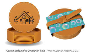 Regalos promocionales Logotipo en relieve impreso personalizado Juego de posavasos de cuero a granel - Product Image 6