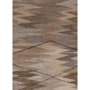 พรมไหมพรมผสมไหมสีเบจน้ำตาลลายเรขาคณิตทรงสี่เหลี่ยมผืนผ้า ยี่ห้อ Freedom Manchaha สำหรับตกแต่งบ้าน ห้องนั่งเล่น และทางเดิน - Product Image 3