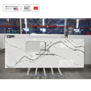 NV891 Planche monolithique très demandée pour appartement résidentiel, texture ondulée, pierre de quartz artificielle, plan de travail de cuisine, dosseret - Product Image 5