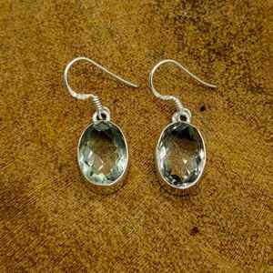 Belle pierre précieuse améthyste verte naturelle à facettes faite à la main en argent Sterling 925 boucles d'oreilles bohème Artisan perle artisanale cadeau elle - Product Image 2