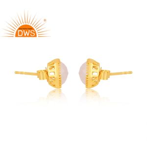 Mejor Venta de plata esterlina 18K chapado en oro Natural Arco Iris Luna piedra preciosa Stud pendiente Demi joyería fina fabricante - Product Image 3