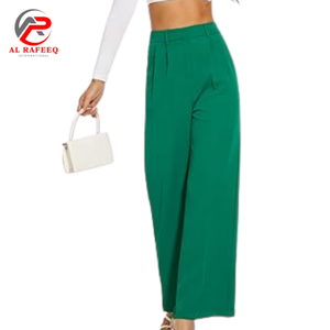 Femmes nouvelle couleur unie élégant décontracté taille haute droite large jambe pantalon pantalon femmes pantalon - Product Image 5