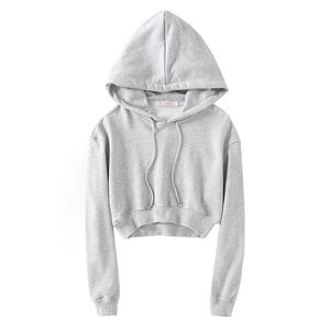 Hot Sale Fleece Custom Blank Womens Drop Shoulder Cropped Sweatshirt <b>Jumper</b> Hoodie Crop Top Hoodie For Girls - Product Image 6