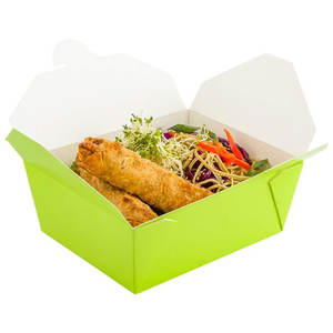 Eco Green Kraft Paper Customizable Take Boxes UV Resistance Embossing Tab Lock Closure <b>Food</b> <b>Containers</b> <b>Hot</b> Cold <b>Foods</b> Lining - Product Image 1