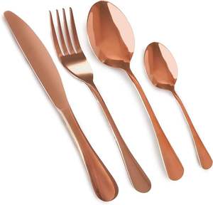 Ensemble de couverts en argent rose de luxe 5 pièces, cuillère, fourchette, couteau, couverts en acier inoxydable pour mariage, événement, restaurants - Product Image 3