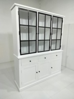 Meuble de rangement de luxe moderne industriel en bois de manguier massif avec portes vitrées, style ferme, pour salon, avec tiroirs multi-rangements, pour maison et hôtel