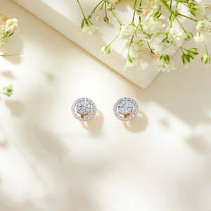 Pendientes de Oro de 14k y Circonita Lunaflower para Mujer, Joyería de Compromiso Moderna - Product Image 1