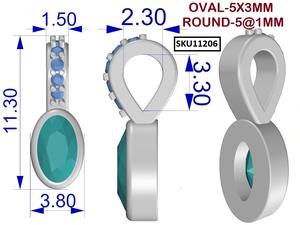 Piedra lunar arcoíris con forma ovalada de circón natural Colgante plateado de plata esterlina de 11 MM - Product Image 6