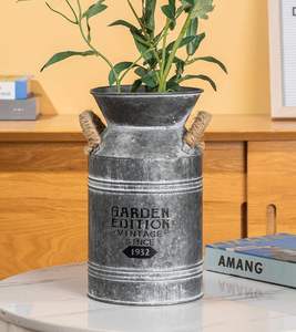 แจกันดอกไม้โลหะชุบสังกะสีสไตล์วินเทจสำหรับตกแต่งบ้านสไตล์ชนบทและฟาร์มเฮาส์ - Product Image 3