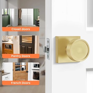 Pomo de Puerta con Acabado Dorado Premium con Placa Trasera Cuadrada, Manija Elegante y Duradera para Puerta Interior de Dormitorio u Oficina - Product Image 2