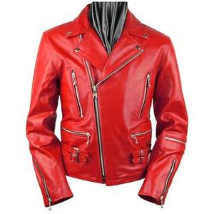 Warm Comfortable Coated Polyester Fiber Leather Fabric Single <b>Button</b> Men's Streetwear Bomber Jacket for Winter Wear Red - Product Image 1