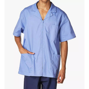Conception populaire hommes Stretch gommage vestes vêtements de travail infirmière hôpital uniforme hommes coton demi manches gommages veste Zip avant - Product Image 2