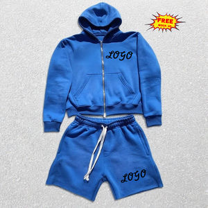 Custom Two-Piece <b>Jogging</b> Set Breathable Zipper Hoodies Lightweight Sweat suit <b>Short</b> <b>Shorts</b> for <b>Men</b> - Product Image 1