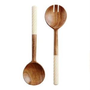 Juego de servidores de ensalada de madera de acacia hechos a mano, regalo de cuchara de cocina, incluye cucharas y tenedores, herramientas para ensalada - Product Image 6