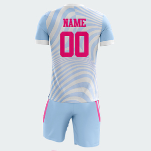 Ensemble d'uniformes de football imprimés confortables, respirants et anti-humidité, haute qualité, manches courtes, séchage rapide, nom d'équipe personnalisé sur le devant - Product Image 6