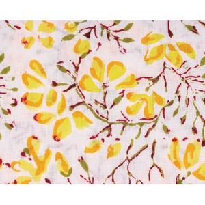 Tissu moderne jaune floral indien pour robe en coton blanc léger doux par cour pour l'utilisation de rideau de couverture de sac pour garçons - Product Image 3