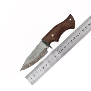 Couteau de chasse fait à la main en cuivre damas acier manche en bois de rose bord biseauté Bowie lame fixe OEM/ODM personnalisable - Product Image 6
