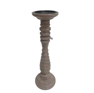 Vente chaude fer et bois Style moderne Unique bougie pilier titulaire couleur naturelle enduit de poudre finition à la main - Product Image 1